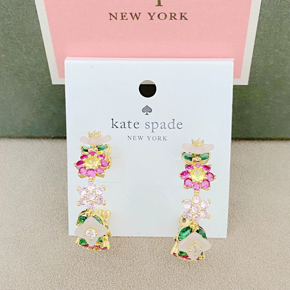 kate spade Colored CZ Flower Stud Earrings Gold Plated Silver Needle